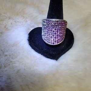 Dark pink/purple ombre glitter stone ring. Size 7.
